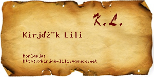 Kirják Lili névjegykártya